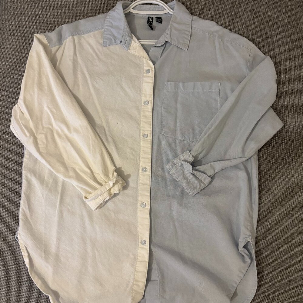 PIECES Oversized Two-Tone Shirt – Size S